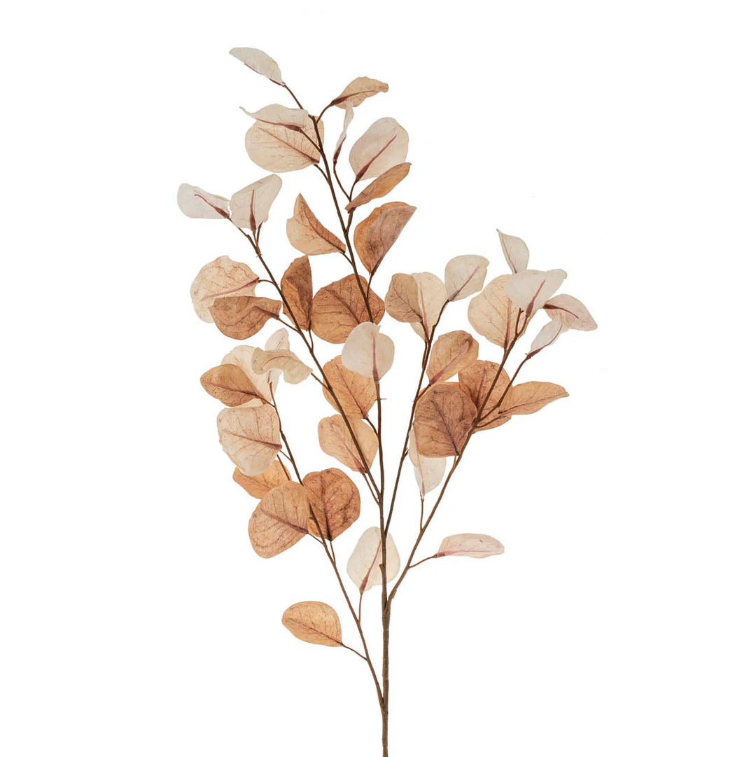 Neutral brown and beige faux eucalyptus branch