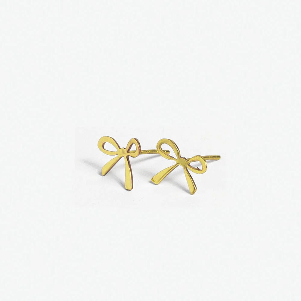 gold plated brass ribbon bow earring