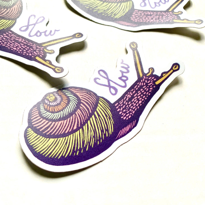 Slow Snail Vintage Style Vinyl Sticker