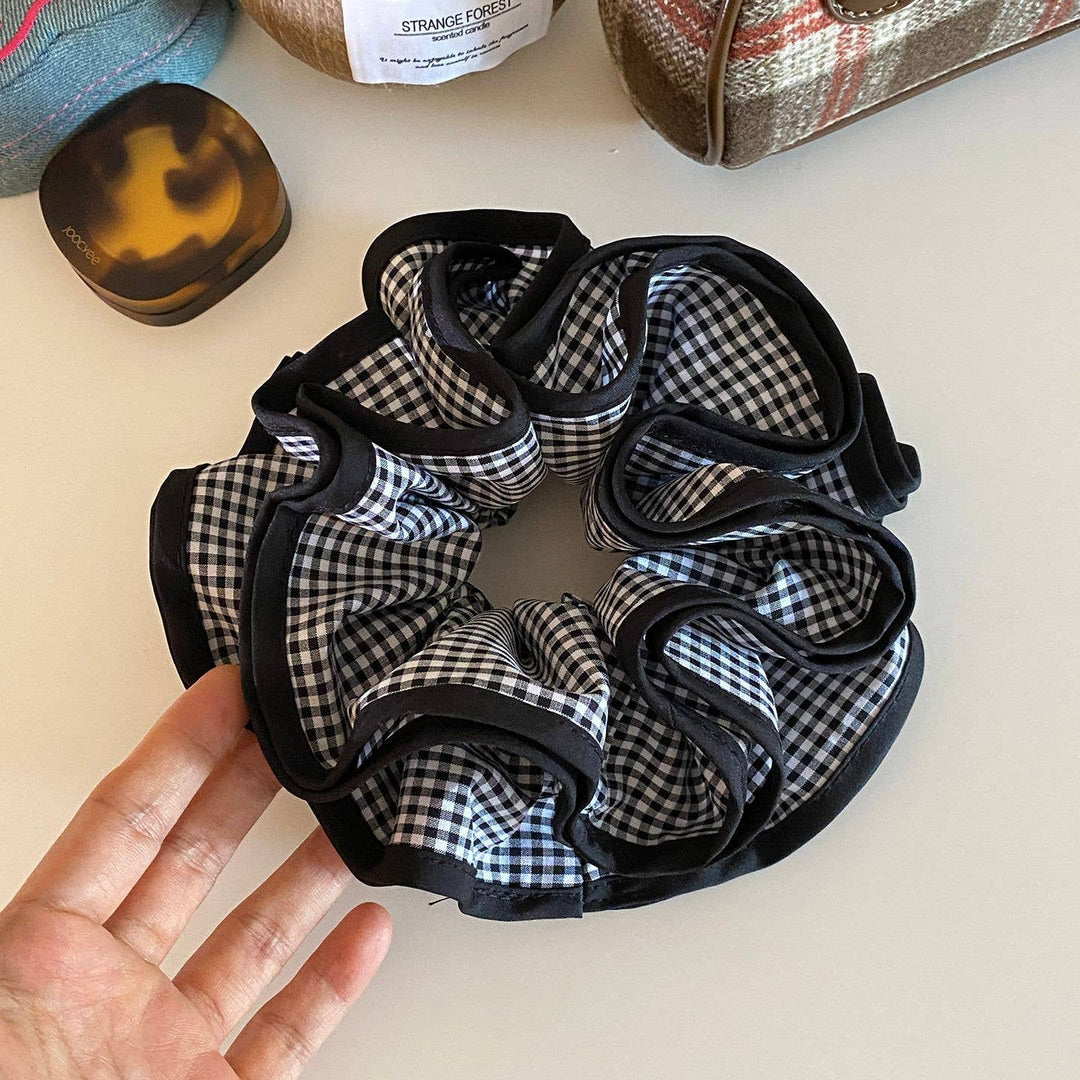 Gingham Ruffle Hair Scrunchie