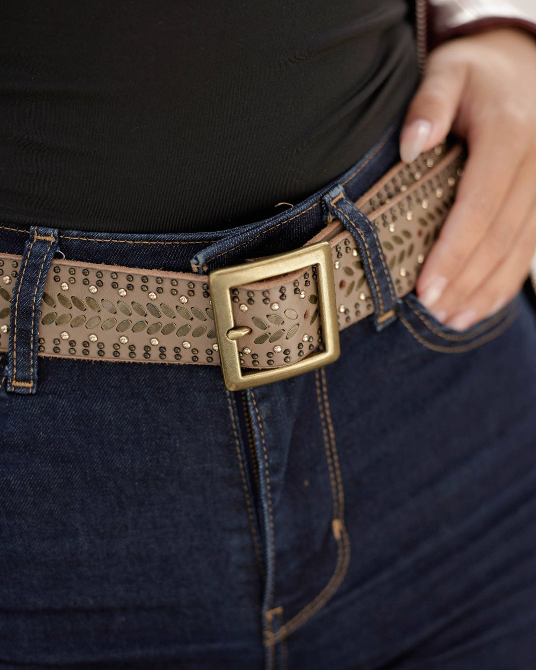 Ezra Studded Leather Belt