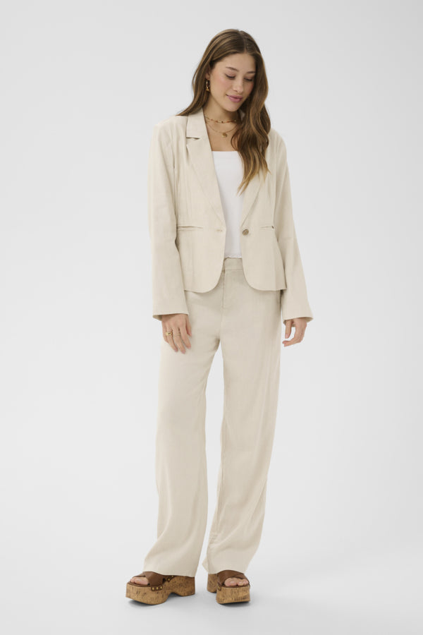 Cream June Linen Blend Blazer, tailored blazer with a lightweight linen blend fabric