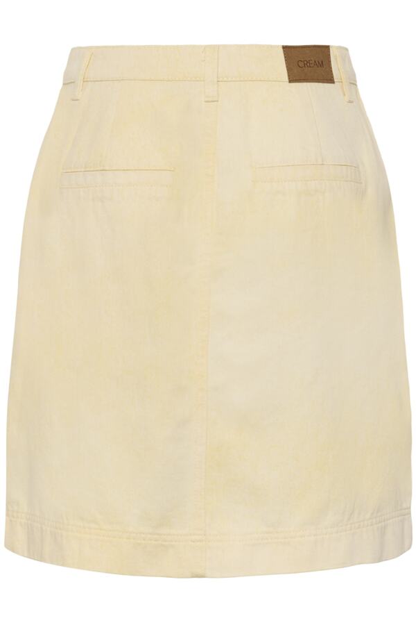 Lorra Lemon Yellow Skirt by Cream featuring a faded knee length design and comfortable waistband, perfect for casual summer wear.