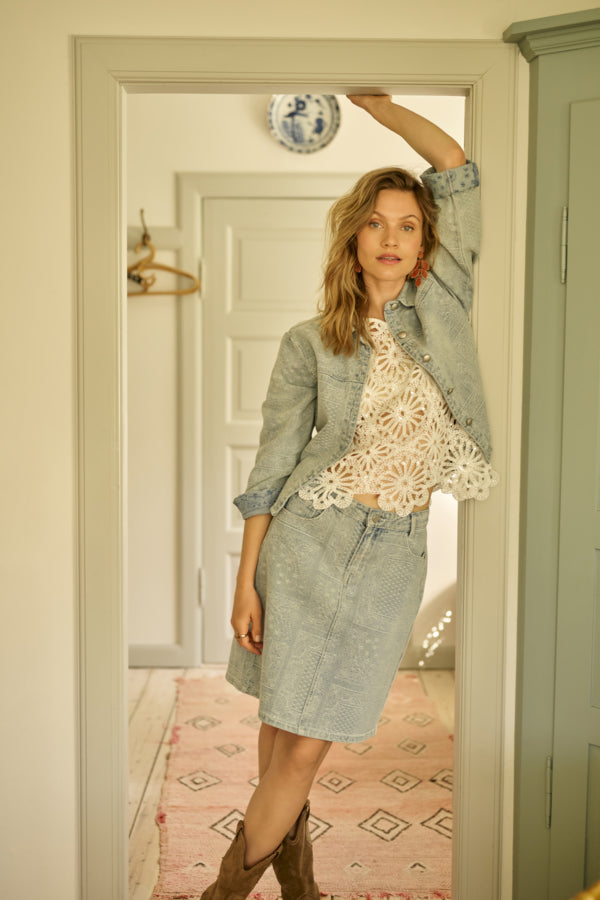 Lucy Light Wash Denim Skirt