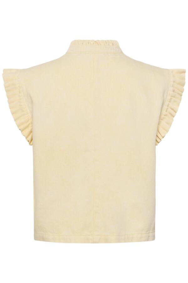 Cream Lorra Lemon Yellow waistcoat vest featuring a tailored fit and button accents, ideal for adding a vibrant touch to layered outfits.