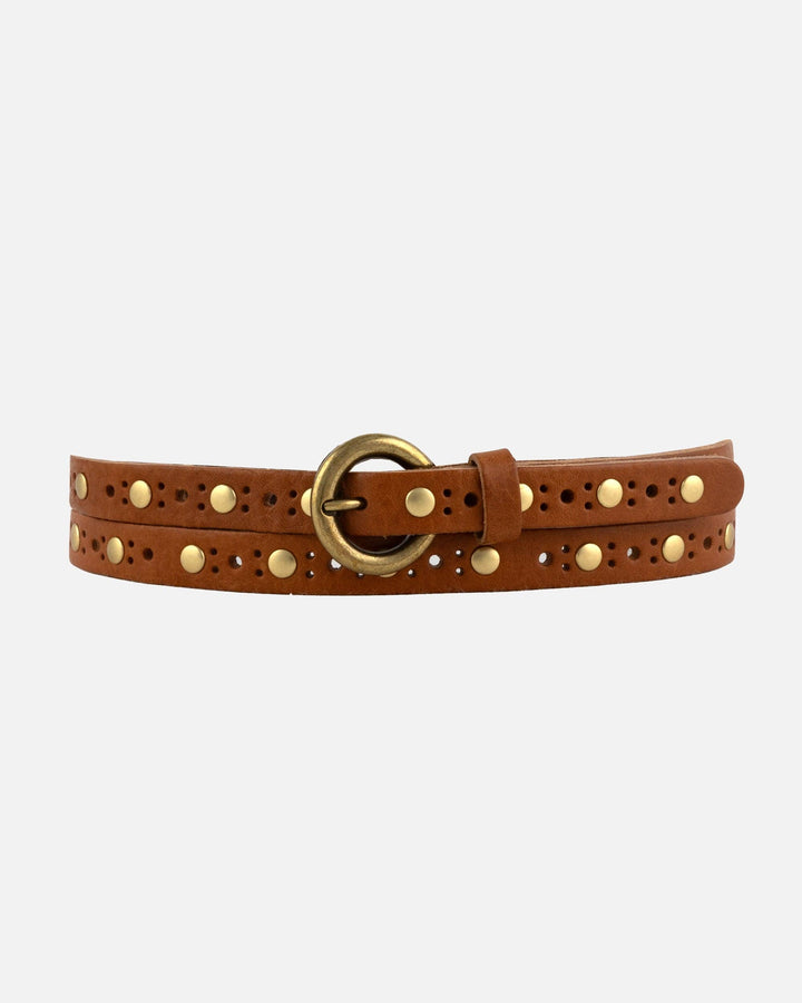 Chloe Vintage Studded Skinny Leather Belt