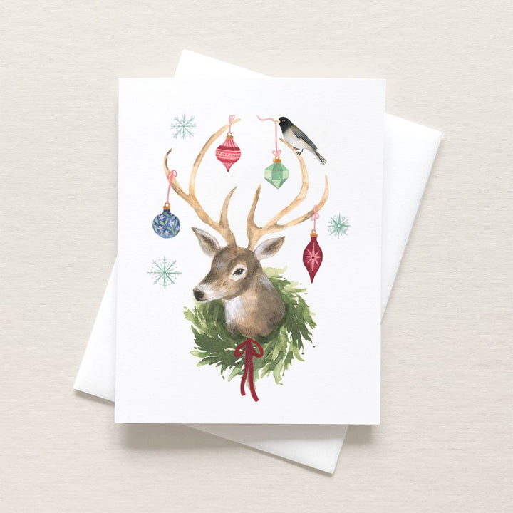 Deer with Decorations Holiday Greeting Card