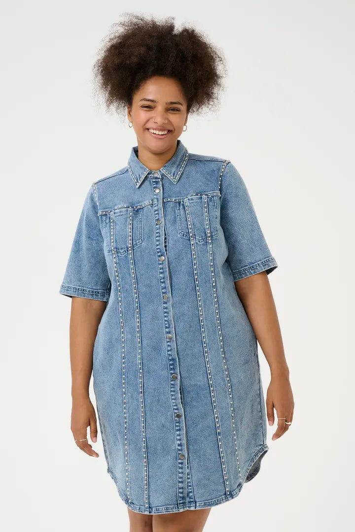 short sleeve denim dress plus size Woman Within Plus Size Short-Sleeve Denim Dress