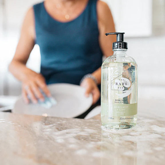Refill case of The Bare Home bergamot and lime dish soap with multiple soap refills for kitchen use