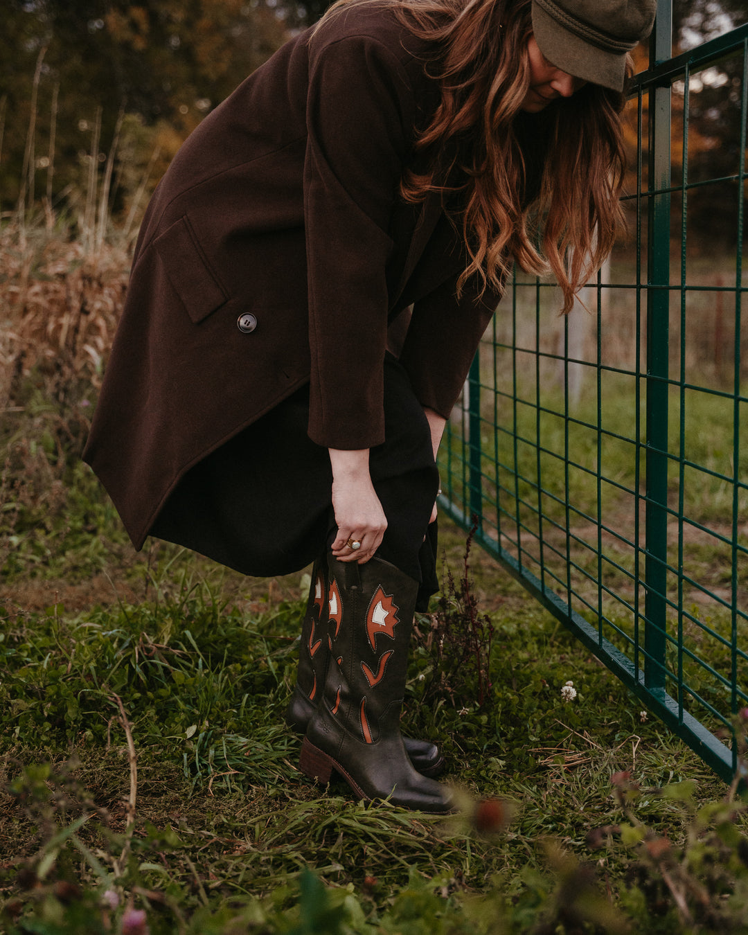 Frye and Co. Miranda 10 Flower Boot in palomino leather featuring floral embroidery and classic ankle boot design.
