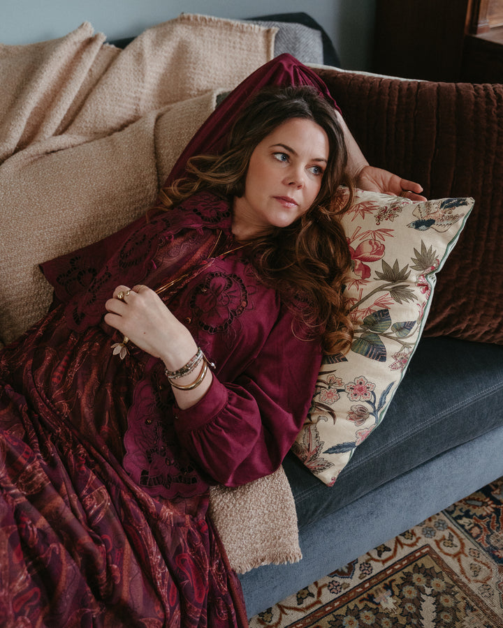 Lucy Paris Alessandra Paisley Maxi Dress with flowing fabric and intricate pattern, perfect for elegant summer occasions.