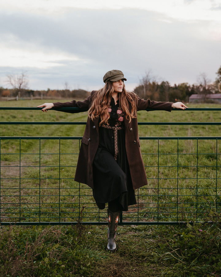 Frye and Co. Miranda 10 Flower Boot in Palomino leather with floral embossed design and classic ankle boot style.