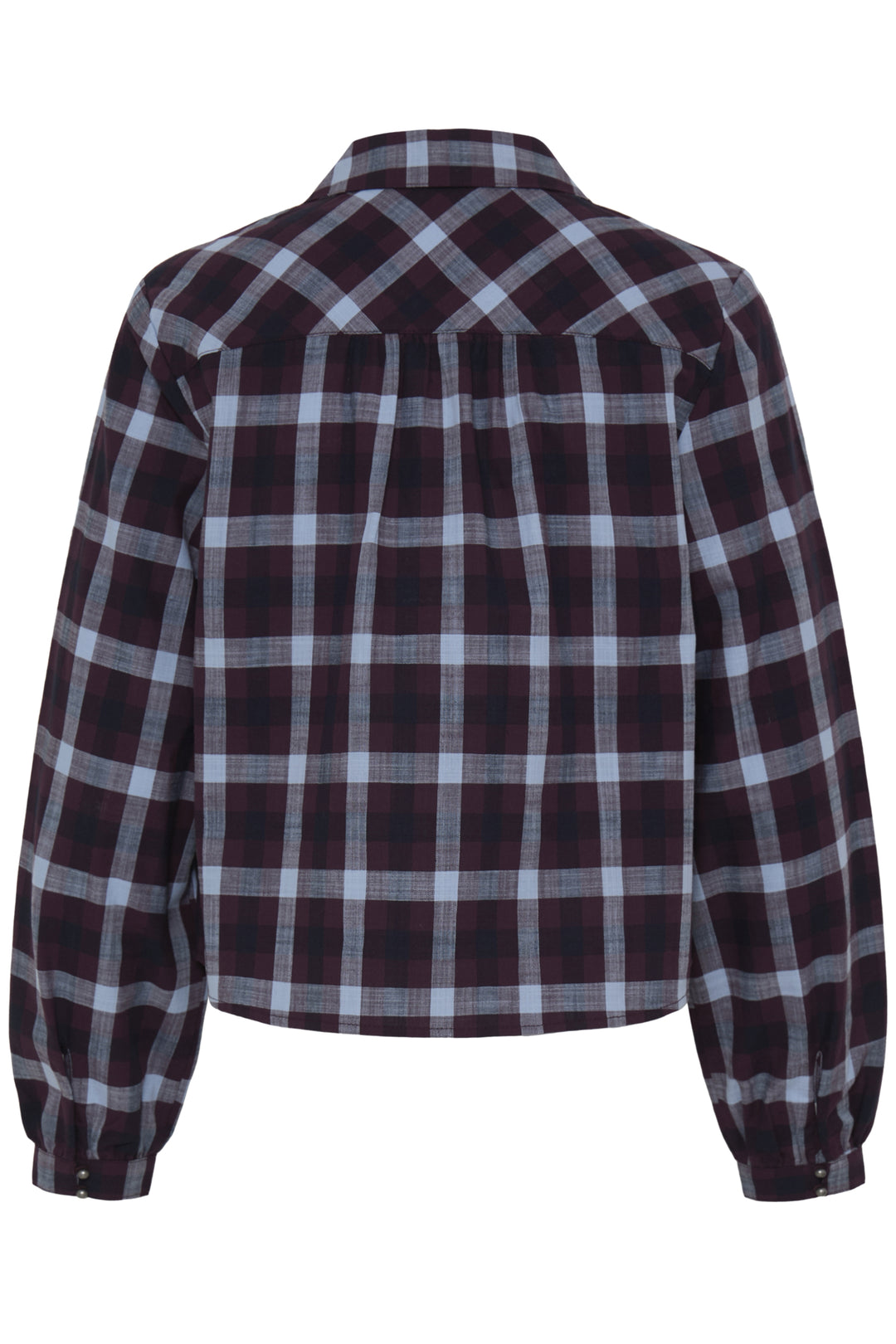 Flanny Plaid Check Blouse- Fig/ Navy