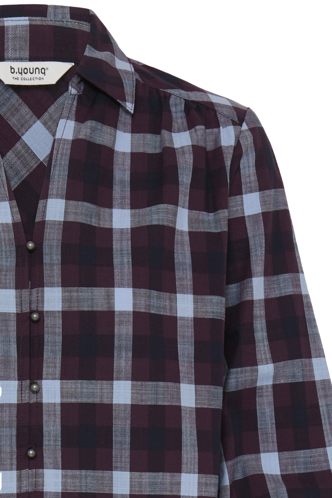Flanny Plaid Check Blouse- Fig/ Navy