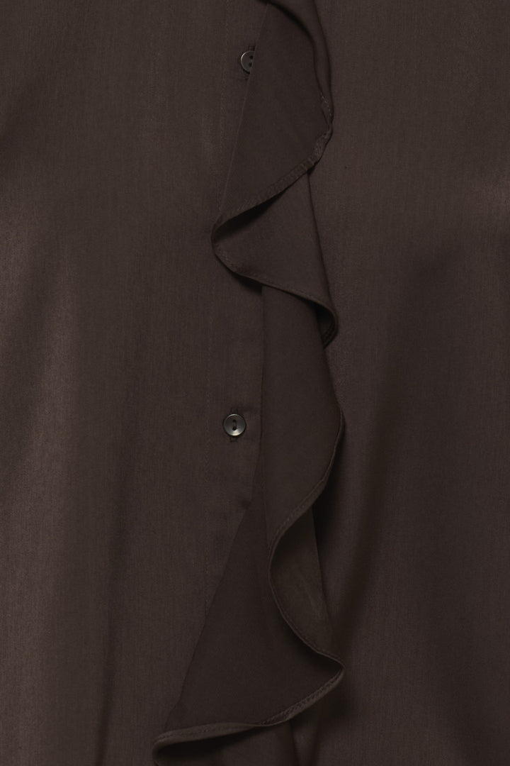 Igomi Ruffle Blouse- Java Brown