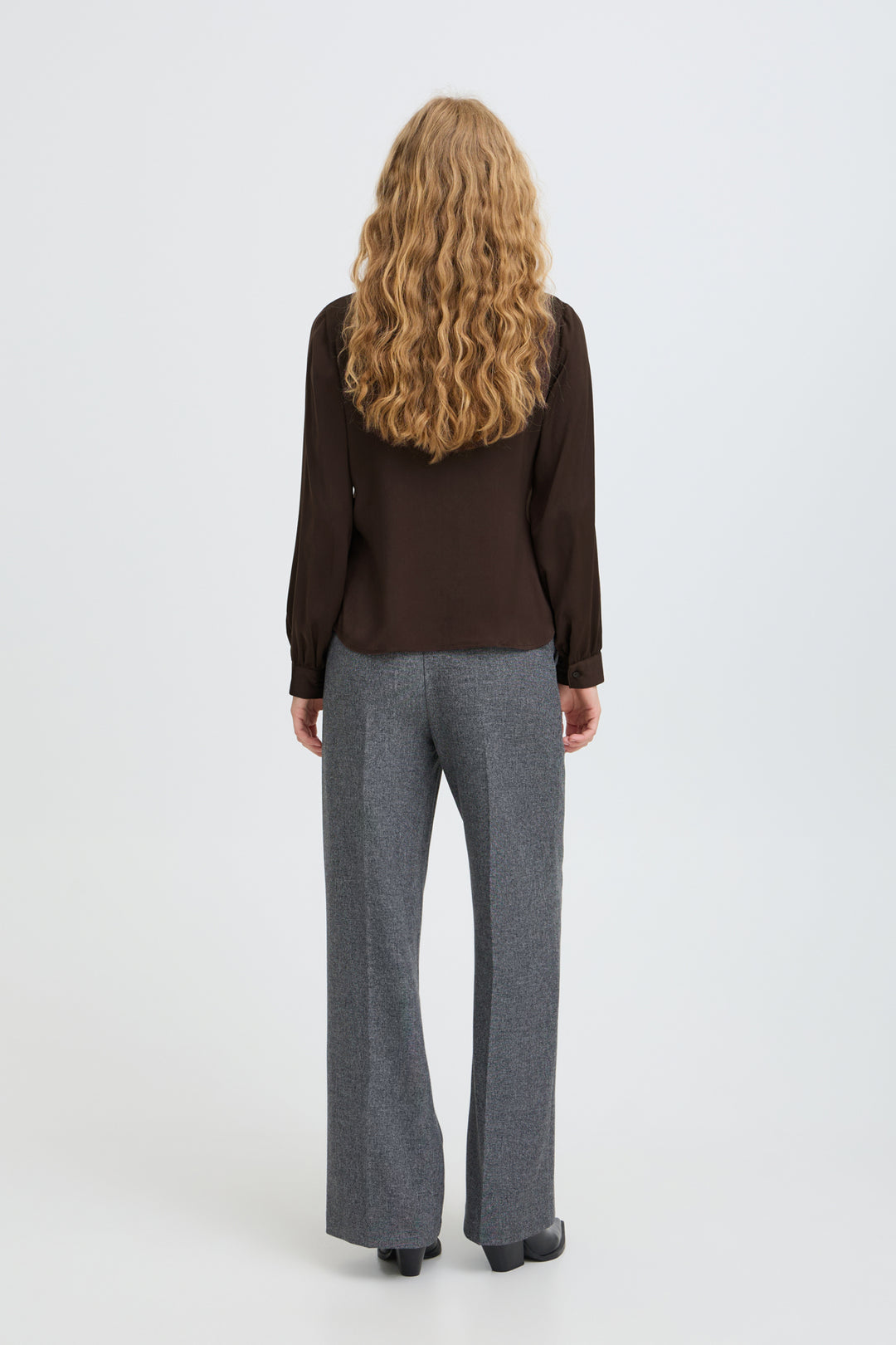 Igomi Ruffle Blouse- Java Brown