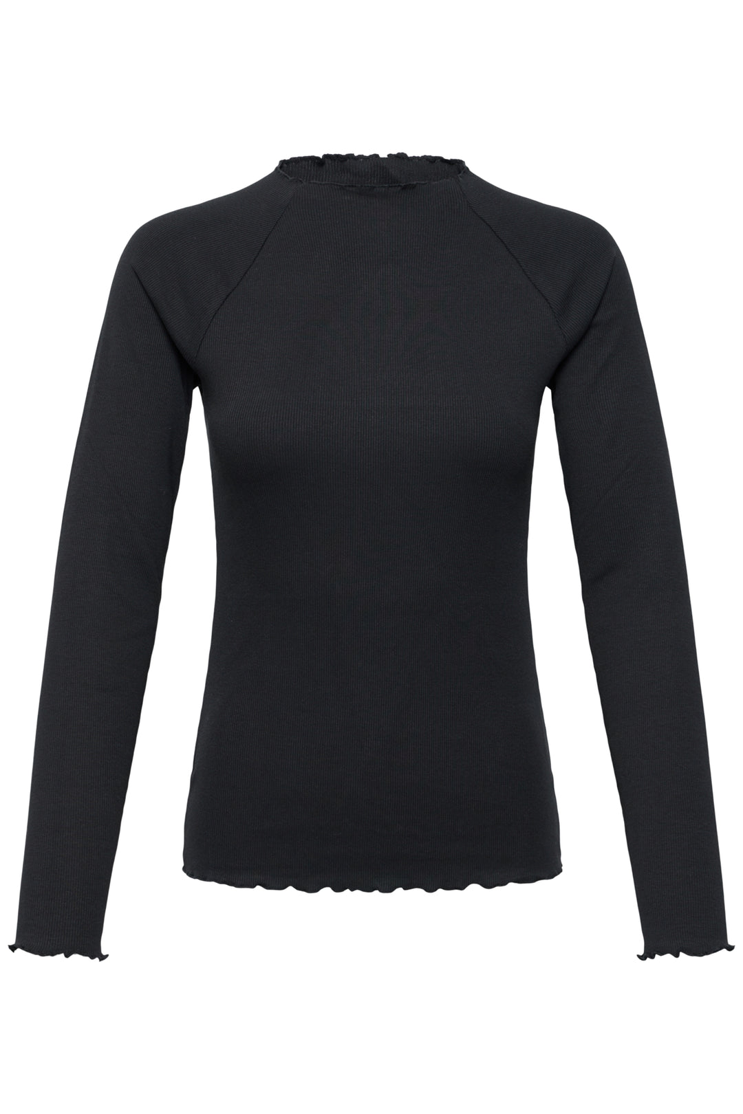 Black ribbed raglan T-shirt by B.Young featuring a fitted top with contrasting sleeves and a casual, stylish look.