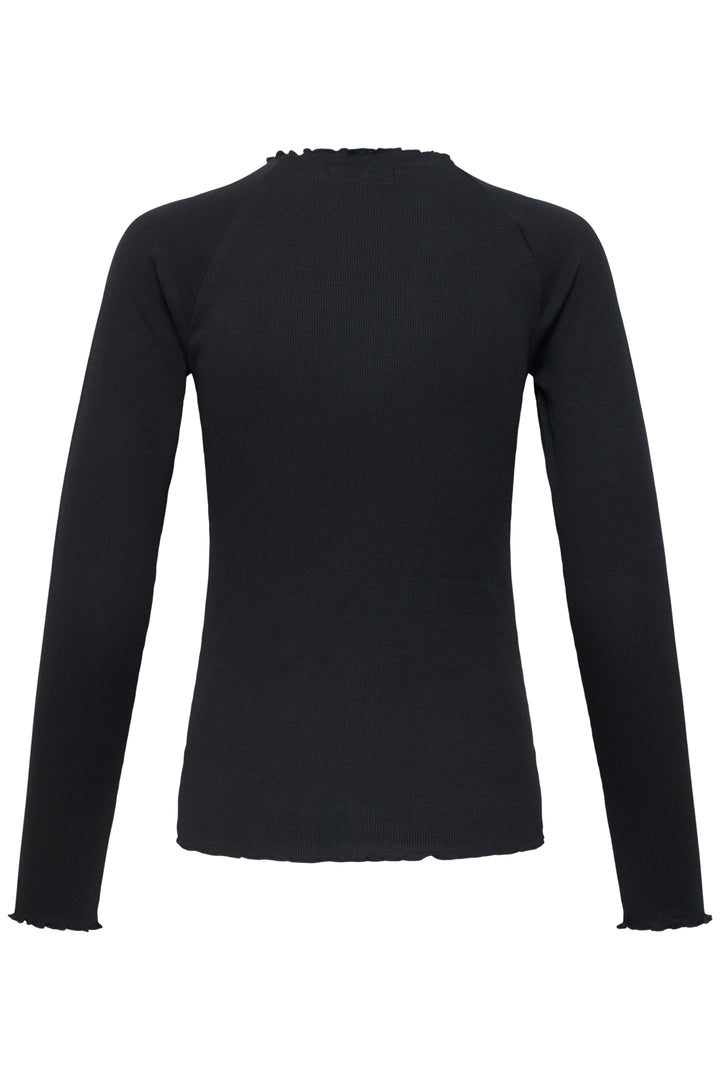 B.Young tone ribbed raglan T-shirt top with long sleeves and crew neckline, featuring a fitted ribbed knit design.