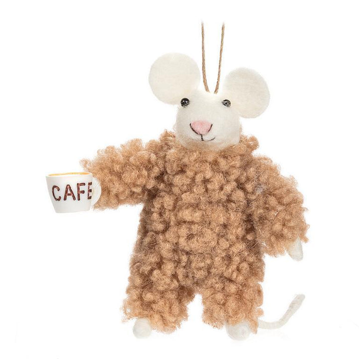 Cozy Coffee Time Mouse Ornament