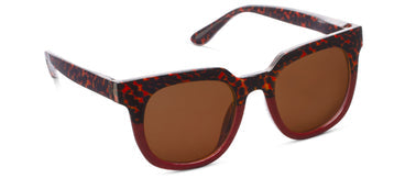 women's oversized sunglasses in red leopard frame with polarized lens