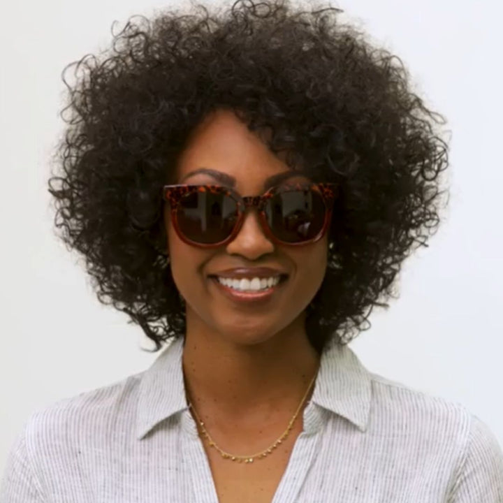 women's oversized sunglasses in red leopard frame with polarized lens