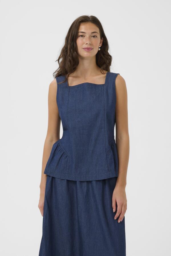 Mona Michelle sleeveless top by Culture featuring a fitted peplum design and stylish neckline, perfect for casual or dressy occasions.