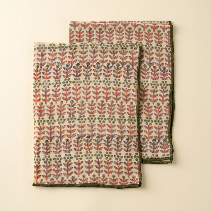 Floria Block Print Tea Towel