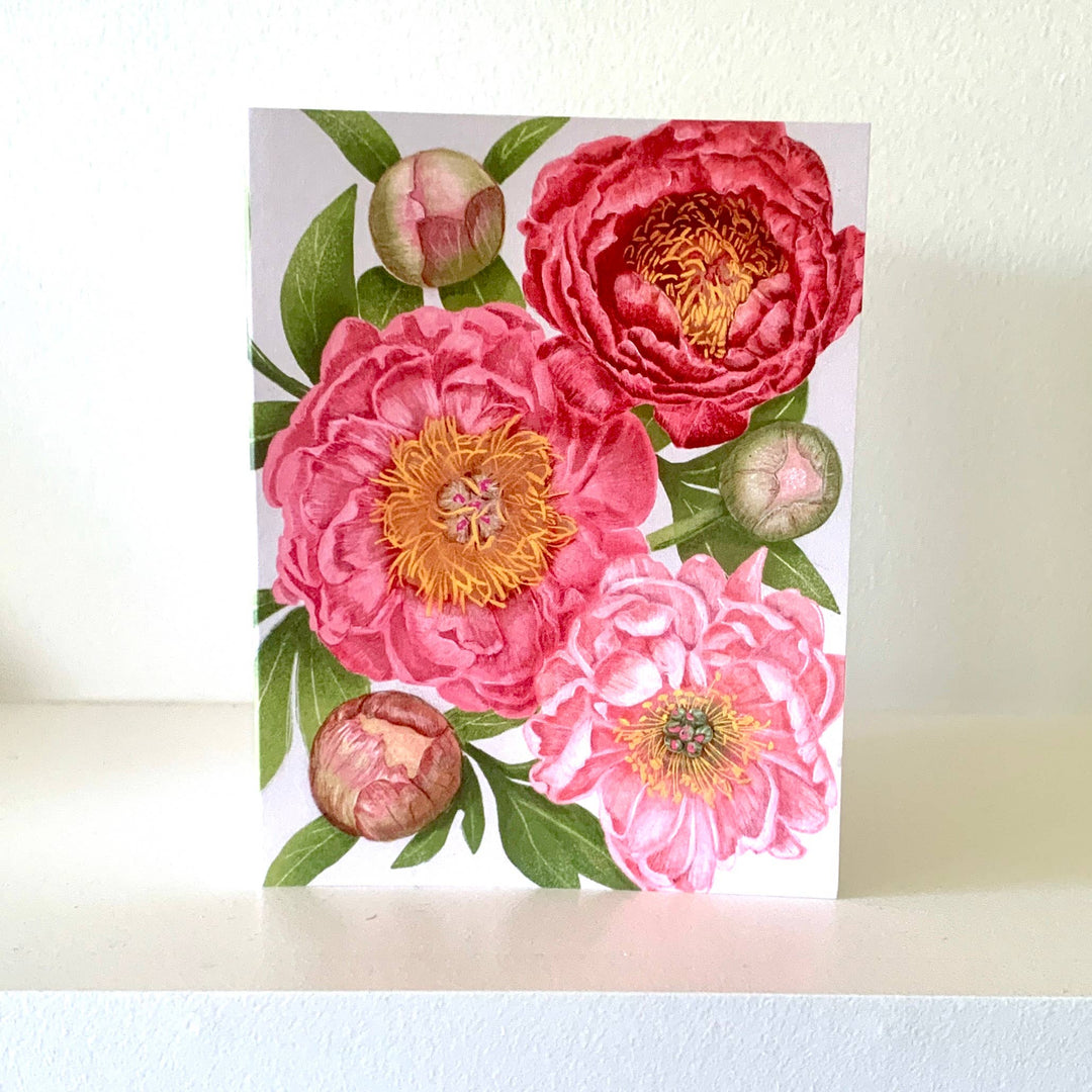 ‘Plentiful Peonies’ Botanical Art Card by Hawk and Rose