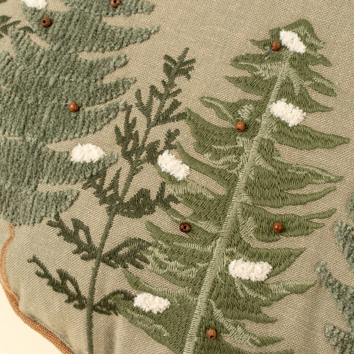 Alpine Trees Round Throw Pillow