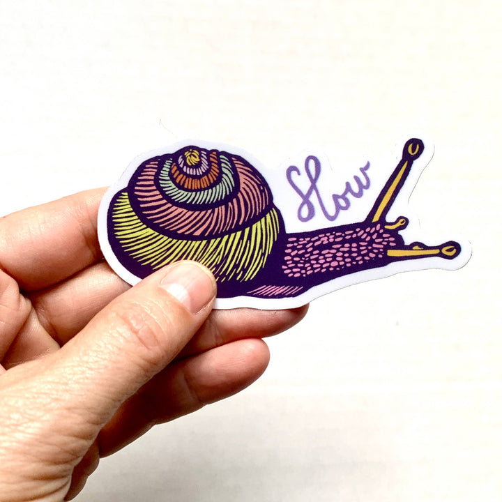 Slow Snail Vintage Style Vinyl Sticker