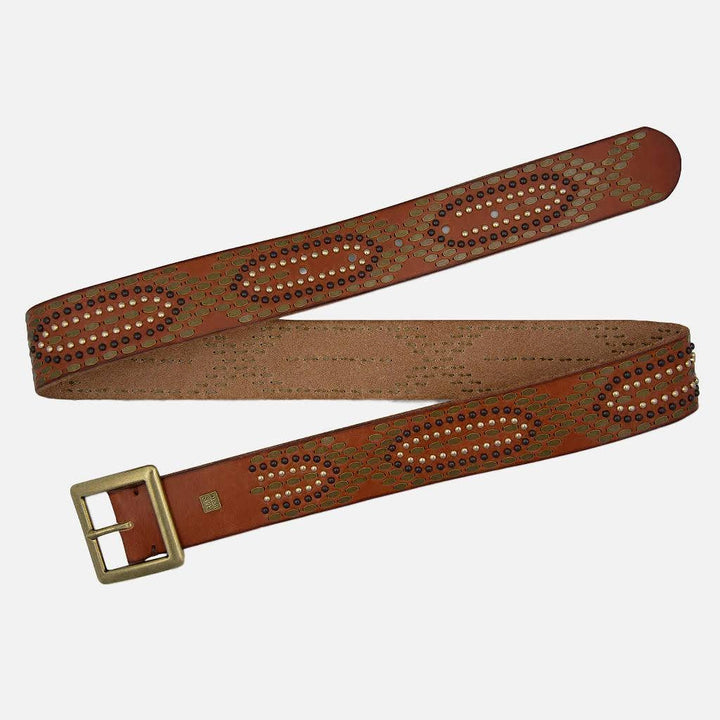 Daya Vintage Embellished Leather Belt