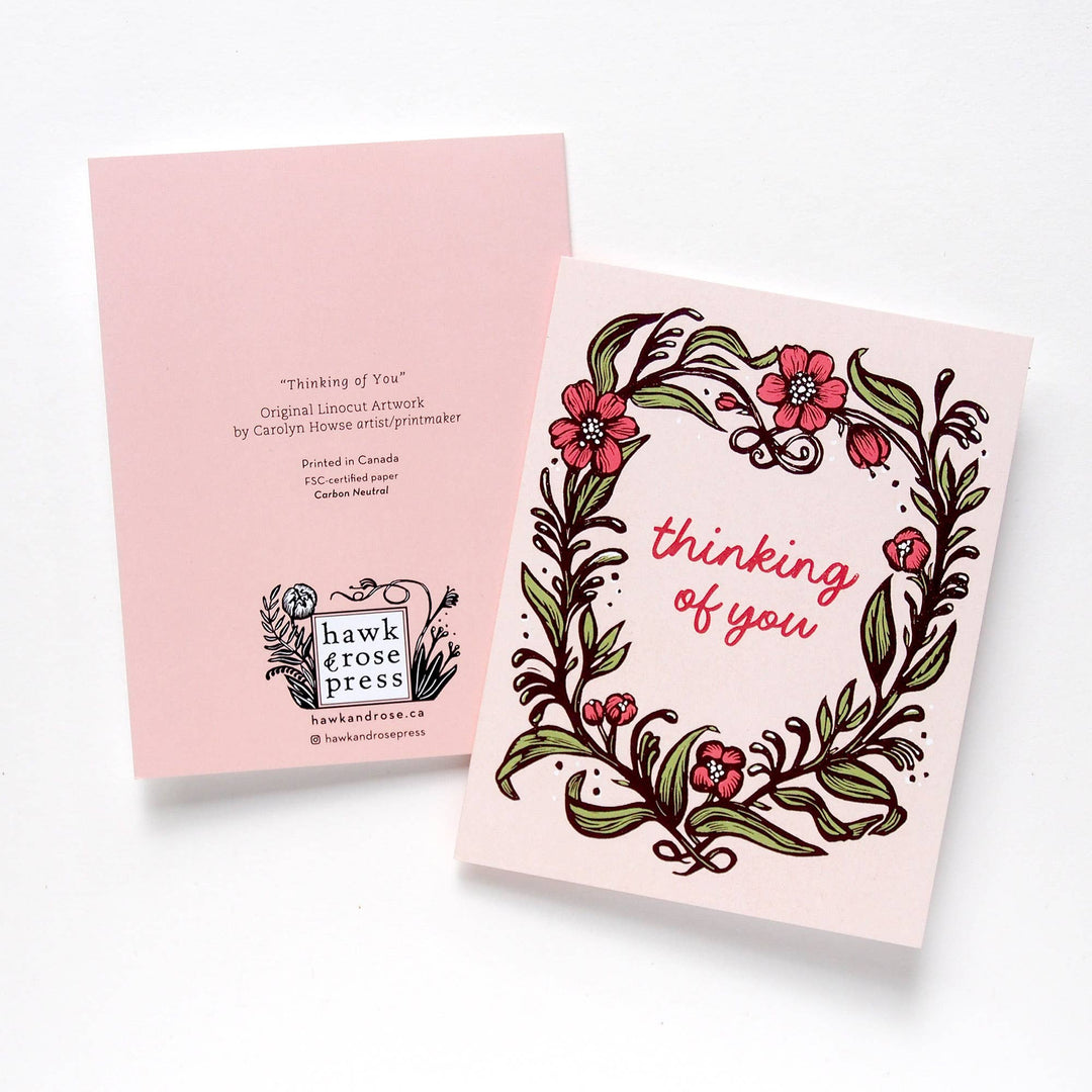 ‘Thinking of You’ Vintage Style Linocut Card