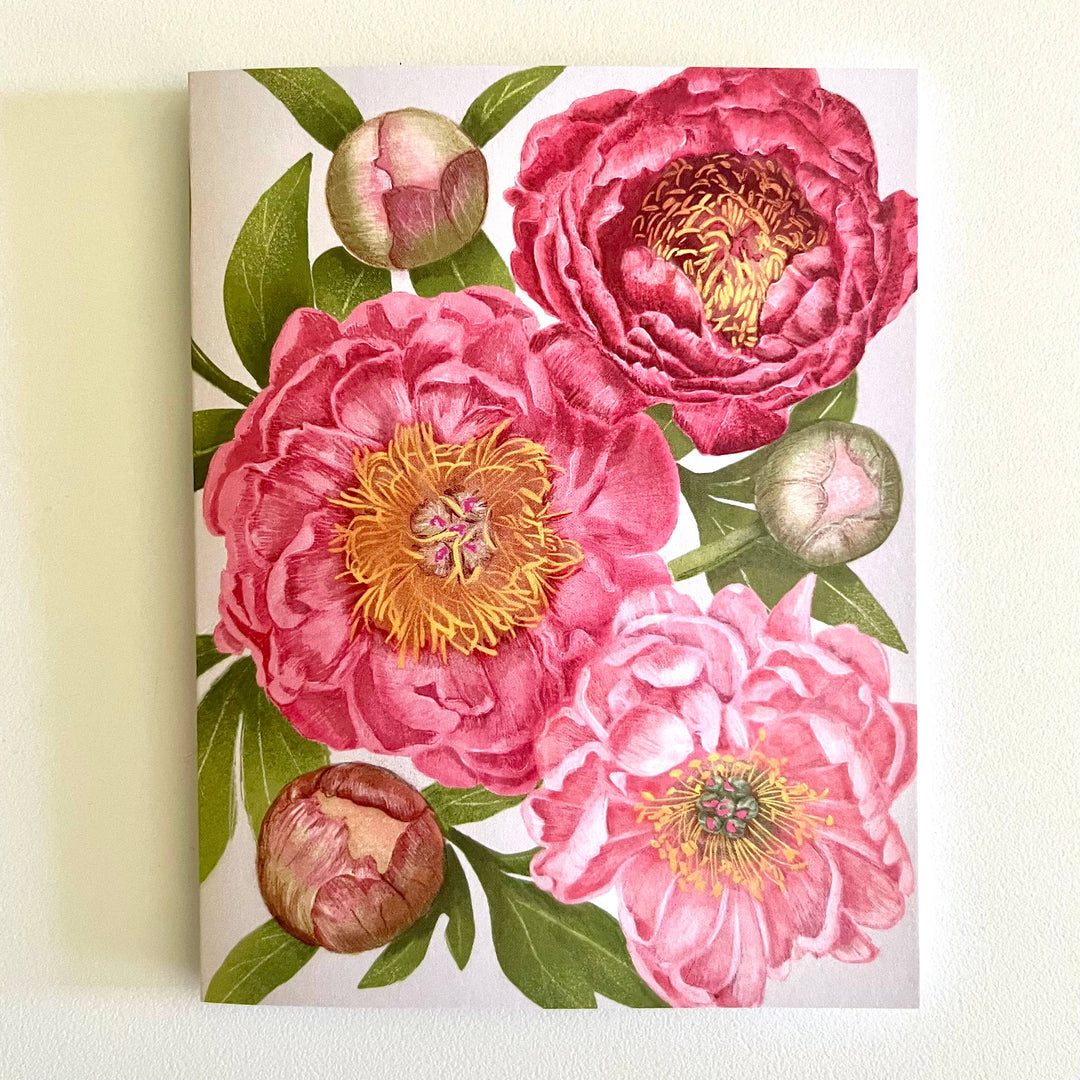 ‘Plentiful Peonies’ Botanical Art Card by Hawk and Rose