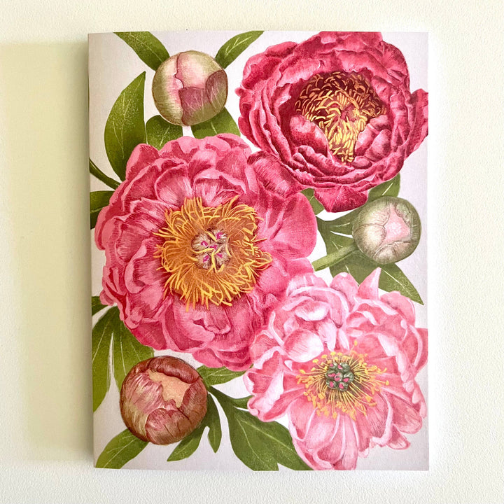 ‘Plentiful Peonies’ Botanical Art Card by Hawk and Rose