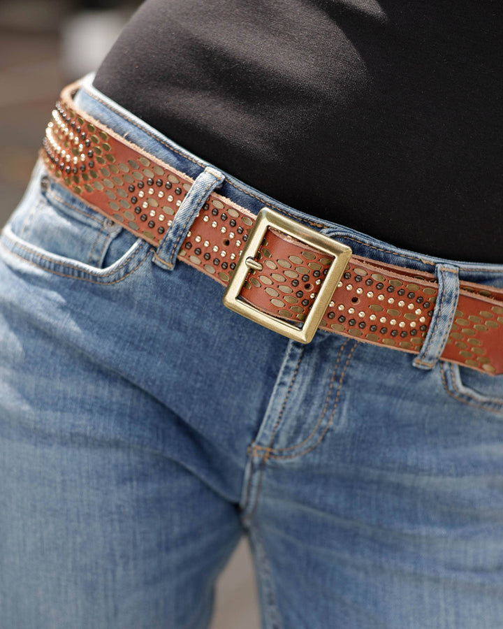 Daya Vintage Embellished Leather Belt