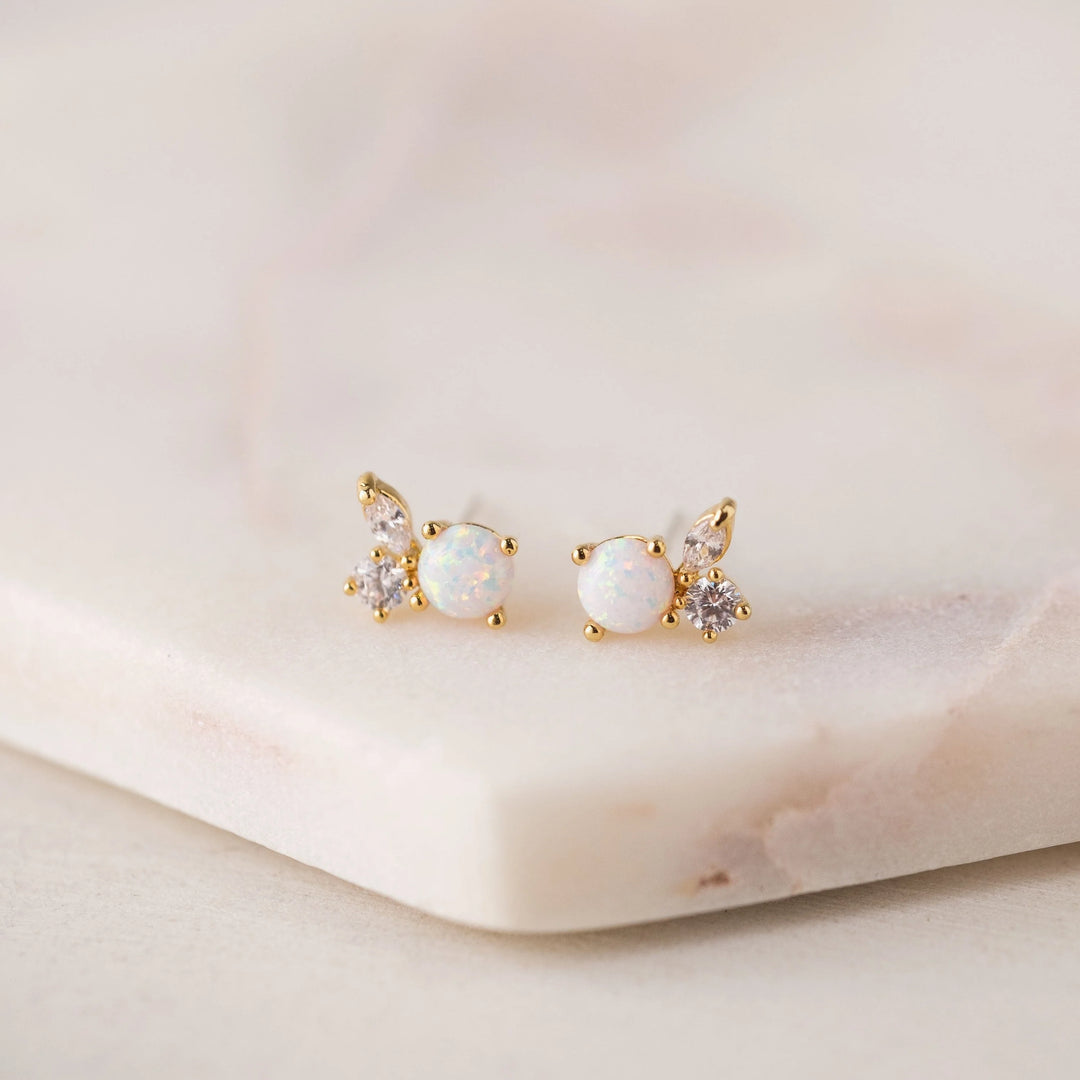Lover's Tempo Adora Stud Earrings featuring sleek, silver-toned designs with small, sparkling gemstone accents.
