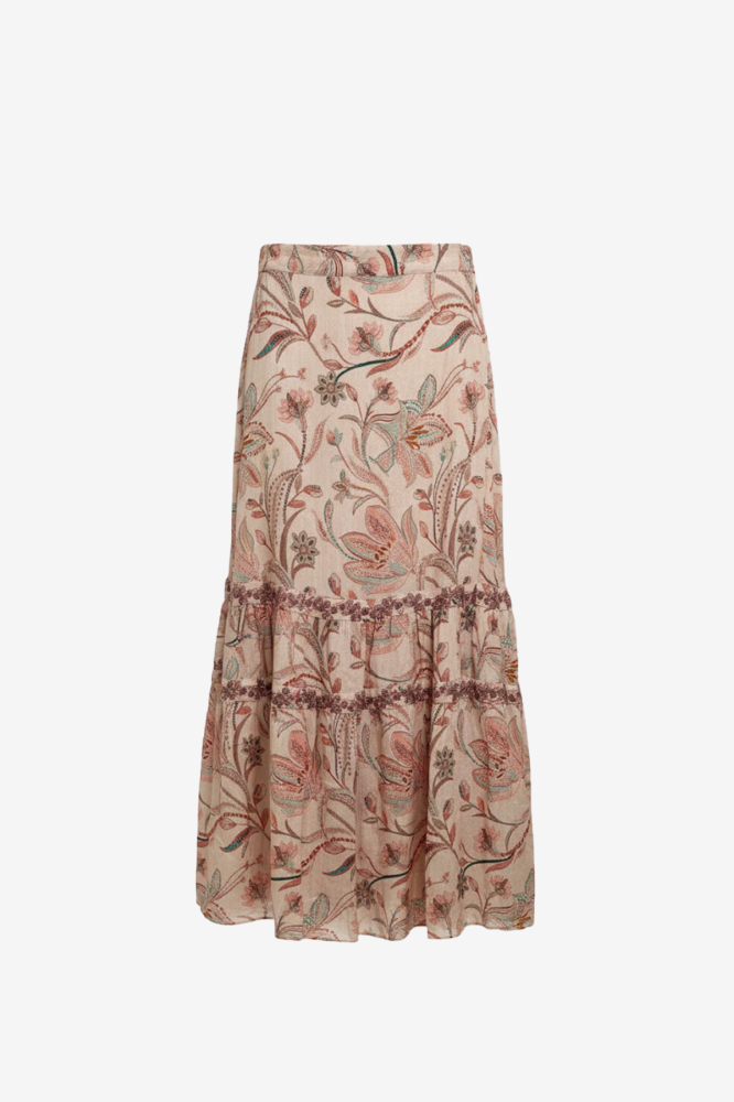 NKN by Nekane Ali Floral Maxi Skirt featuring a boho floral pattern and flowing fabric, perfect for casual or summer wear.