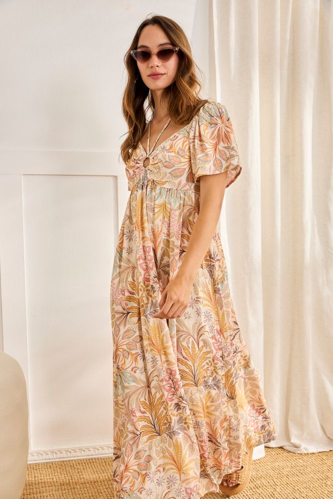 flower pattern maxi dress Veranda Charm Floral Maxi Dress