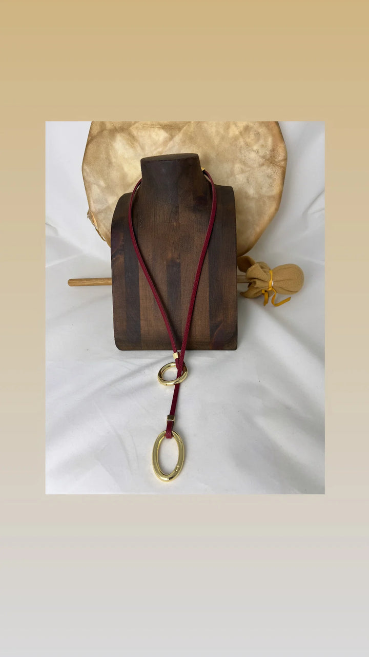 Lofttan Avril Slim Necklace featuring a red and gold design, with delicate chain and elegant pendant for stylish accessorizing.