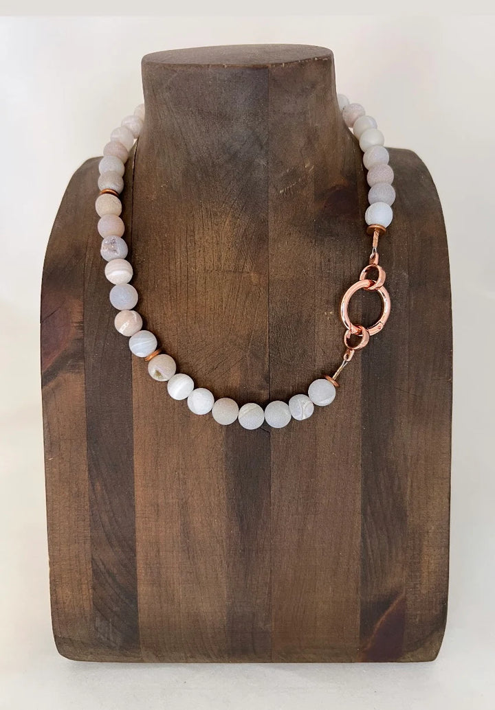 Natural Druzy Agate Bead Necklace
