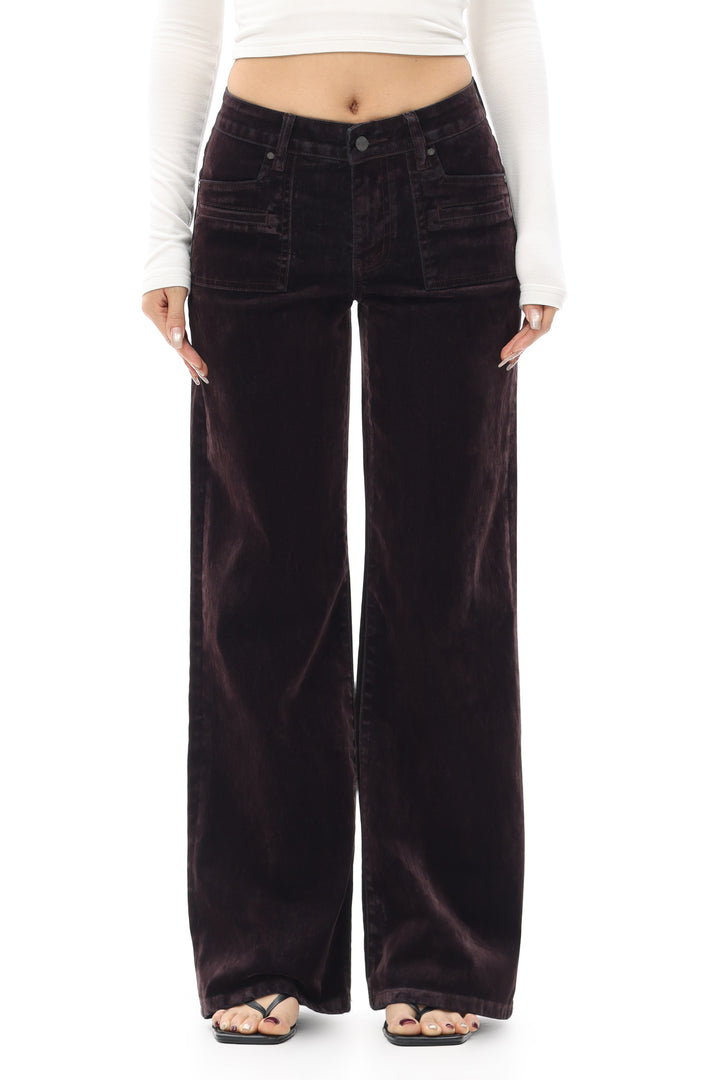 Plum Velvet Relaxed Wide Leg Pant