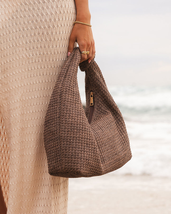 Louenhide Bahama Raffia Shoulder Bag with woven straw design, stylish and lightweight for everyday use.