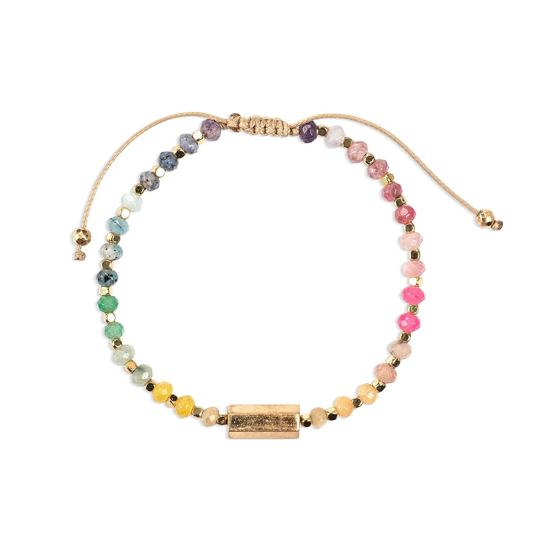 Scout Chakra Glow Beaded Bracelet with colorful aura-inspired beads and adjustable cord for a stylish, spiritual accessory.