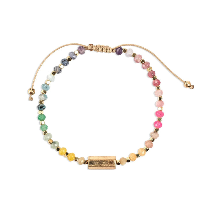 Scout Chakra Glow Beaded Bracelet with colorful aura-inspired beads and adjustable cord for a stylish, spiritual accessory.