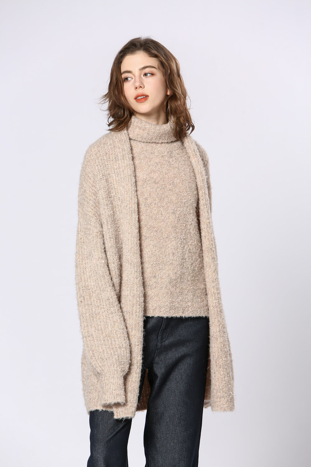 Beige knit sleeveless shell top