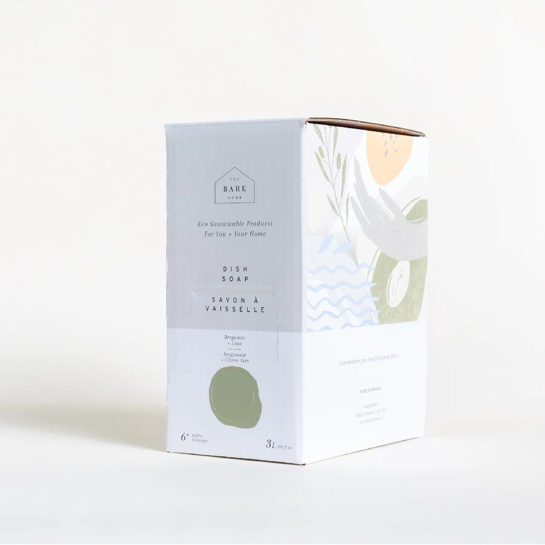 Refill case of The Bare Home Bergamot and Lime dish soap..