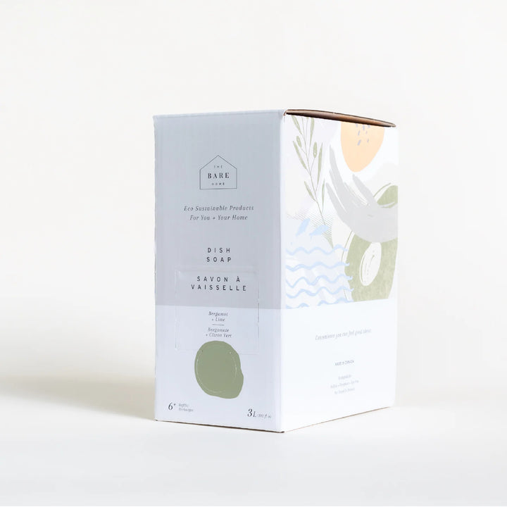 Refill case of The Bare Home Bergamot and Lime dish soap..