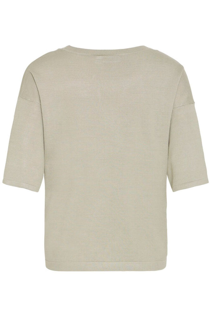 FRANSA Desert Sage knit top featuring a soft knit fabric with a relaxed fit and 3/4 sleeves, displayed on a hanger.