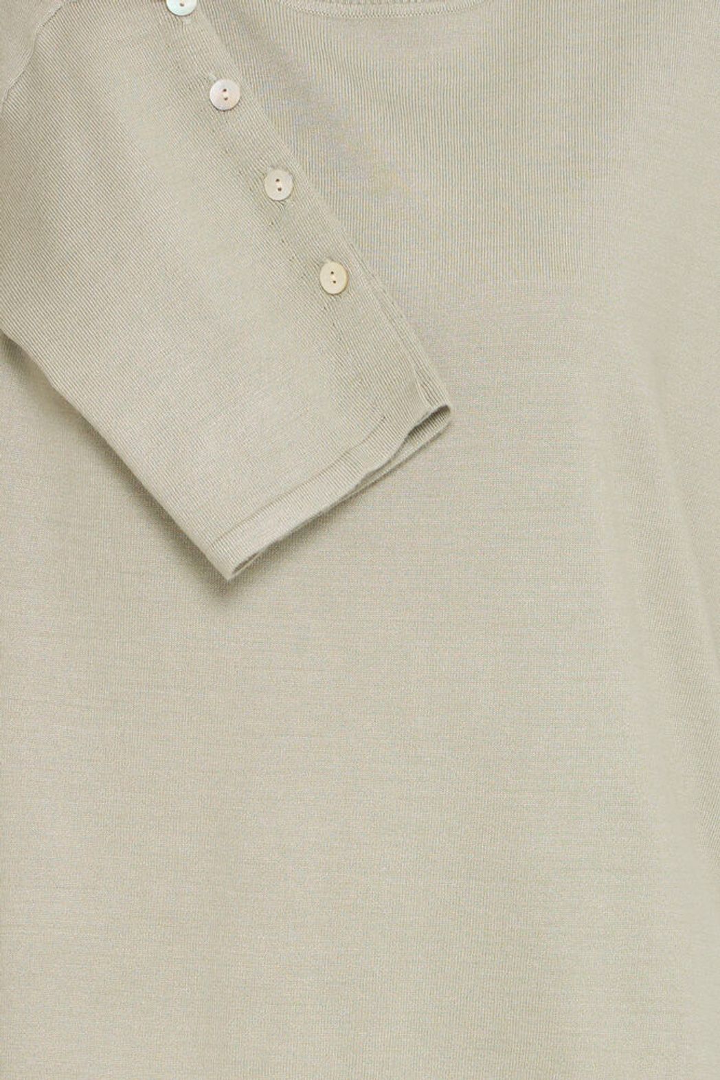 FRANSA Desert Sage Knit Top featuring a soft, cozy fabric with a relaxed fit and button details for casual wear.