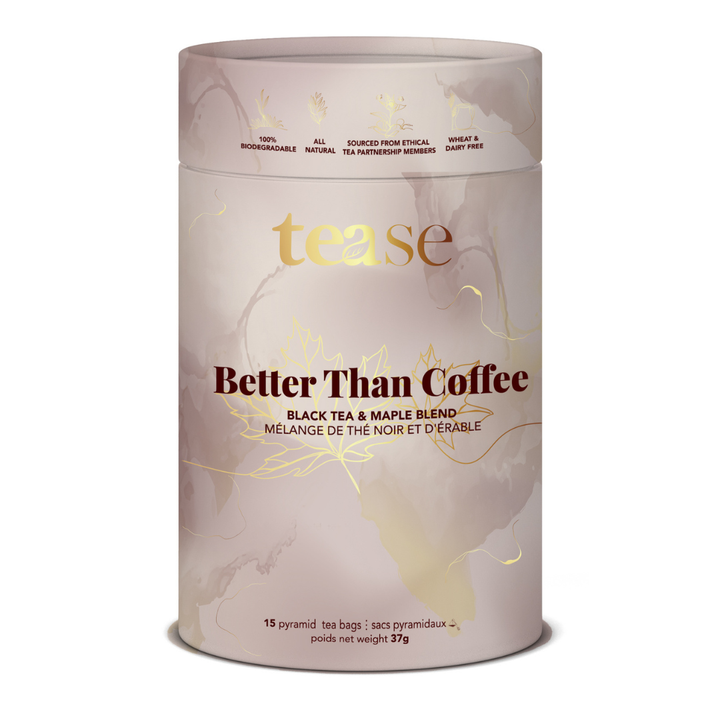 Better Than Coffee' maple blend tea in canister